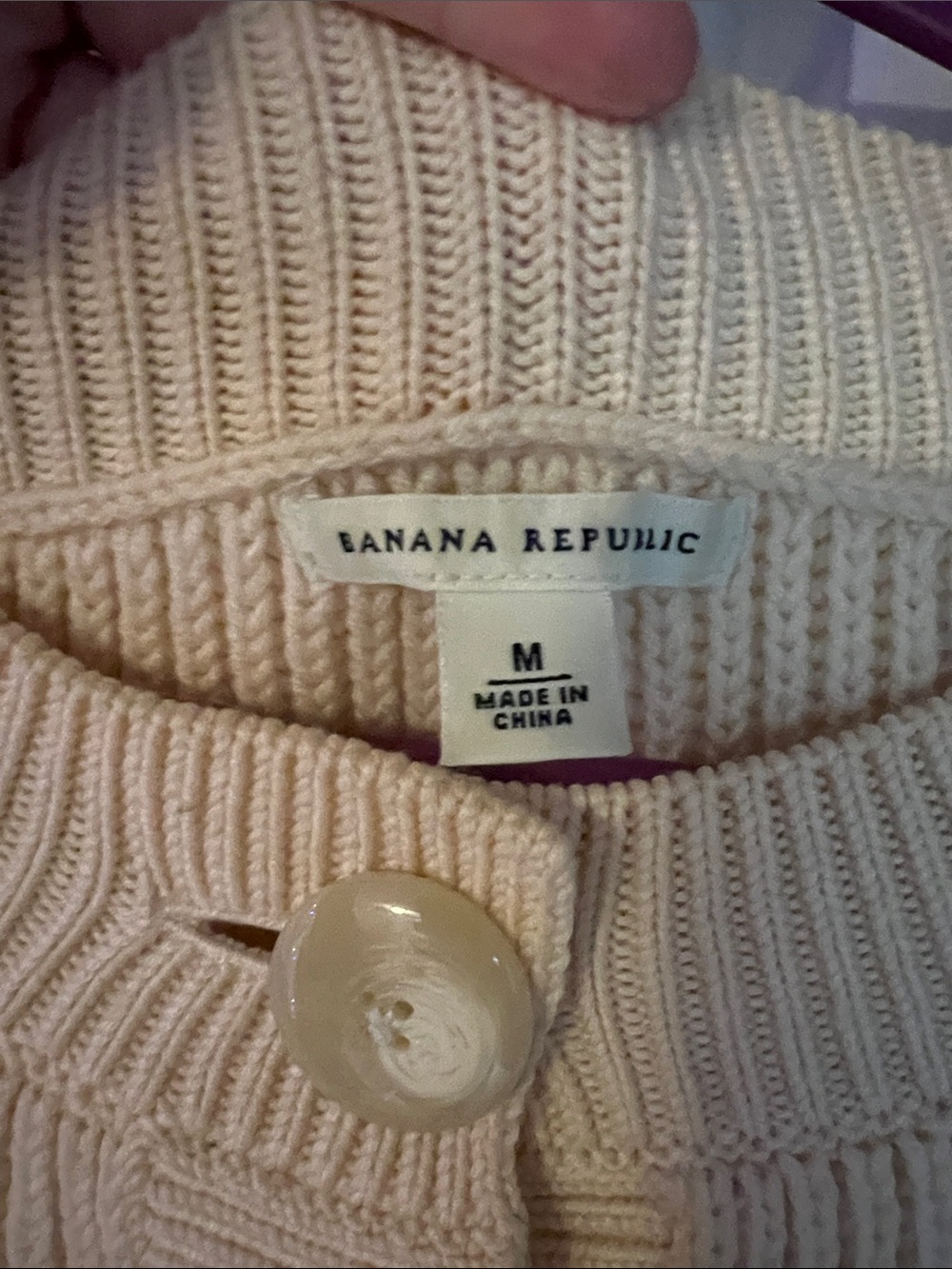 Cream Button-Front Women's Sweater Cardigan - Picture 2 of 3